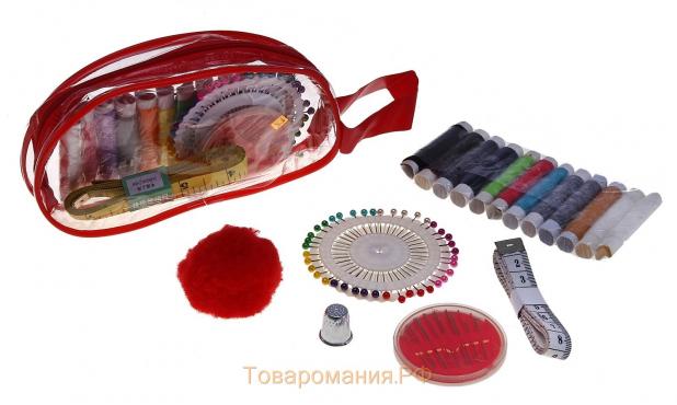 Швейный набор, 65 предметов, в сумочке ПВХ, цвет МИКС