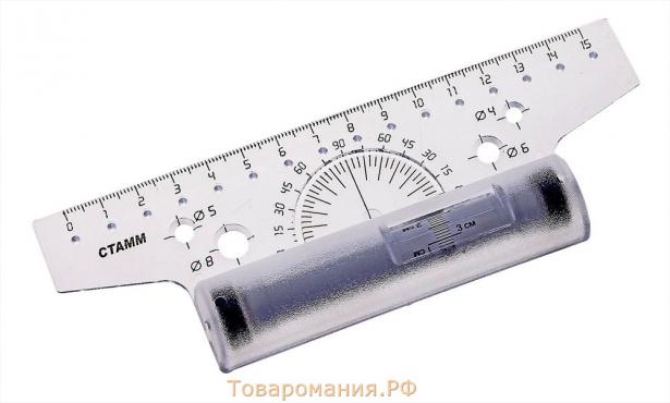 Рейсшина 15 см Стамм, прозрачная, пластиковый ролик, европодвес