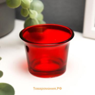 Стеклянный подсвечник на 1 свечу «Глянец», красный, 4.7×6.2×6.2 см