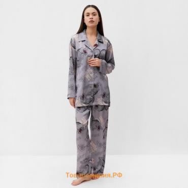 Пижама женская (рубашка и брюки) KAFTAN "Дракон", размер 40-42, серый