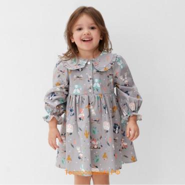 Платье детское с воротником KAFTAN «Зверята», размер 32 (110-116 см)